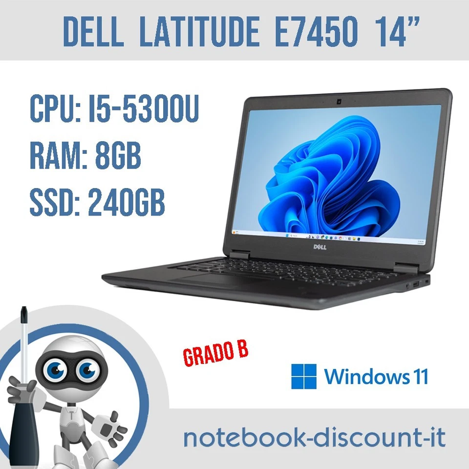 Dell Latitude E7450 · i5-5300U · 8GB · 240GB, foto 1 di 5