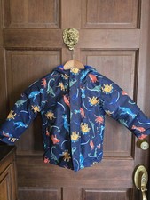 The Children's Place Hooded Dinosaur Print Puffer Jacket Navy 3T Insulated