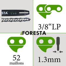 Pack Guide + Chaîne tronçonneuse 52entraineurs 35cm de coupe 3/8LP 0.050