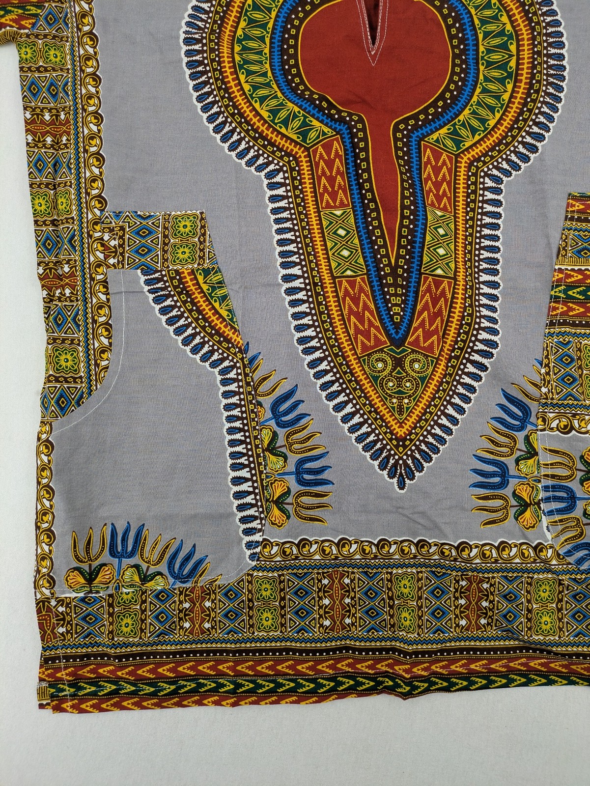Dashiki African Shirt Unisex Tunika Top Kaftan grau bunt Hippie Boho Print image 5
