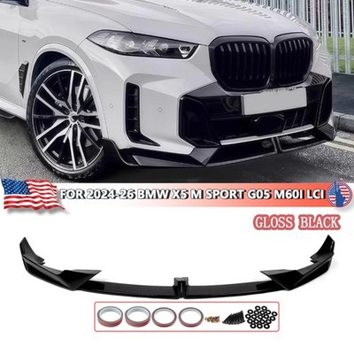 Gloss Black Front Bumper Lip Splitter For 2024 2025 2026 BMW X5 G05 LCI M Sport
