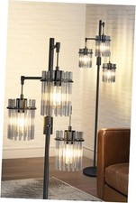 Industrial Modern Floor Lamps for Living Room, Dimmable Glass 66inch tall-Black