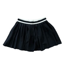 Black Pleated Knit Mini Skirt Women  s M  High Waist Ribbed Skater Skirt