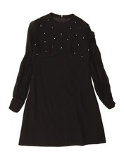 VINTAGE Womens Long Sleeve A-Line Dress IT 46 Large Black CJ10