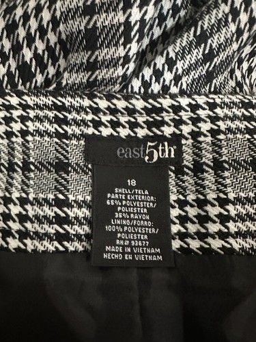 East 5th Black White Plaid Houndstooth Satin Lined Long Crepe Maxi Skirt - Picture 4 of 7