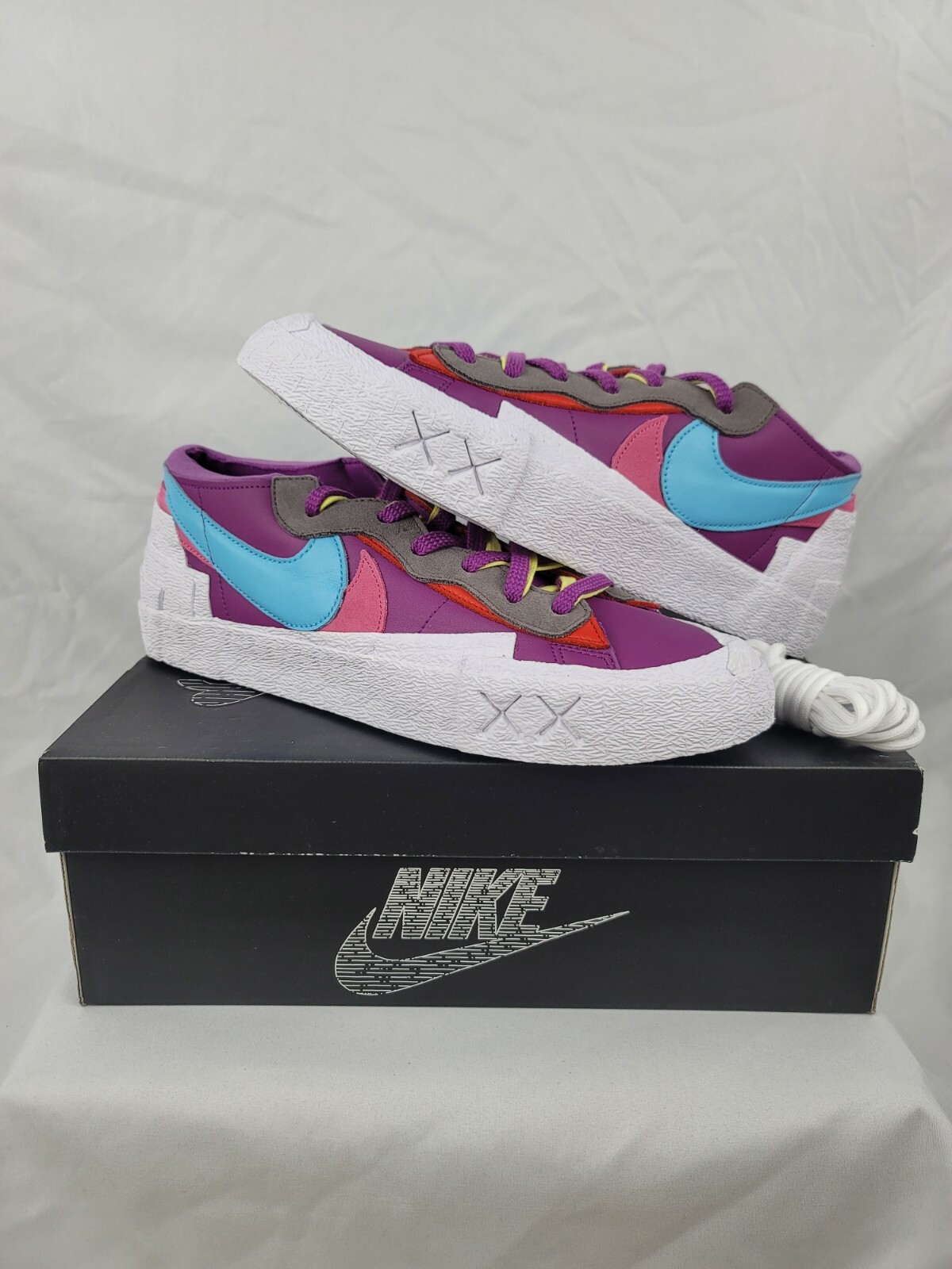 SACAI X NIKE Nike Blazer Low Sacai x KAWS Viola Crepuscolare (DM7901 500) Uomo Taglia 13 US In Mano