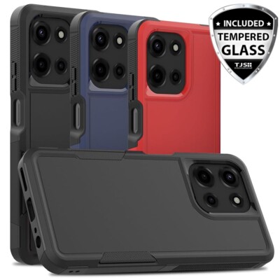 For Moto G Power 5G 2025 Case Heavy-Duty Tough Dual Layer Cover +Tempered Glass