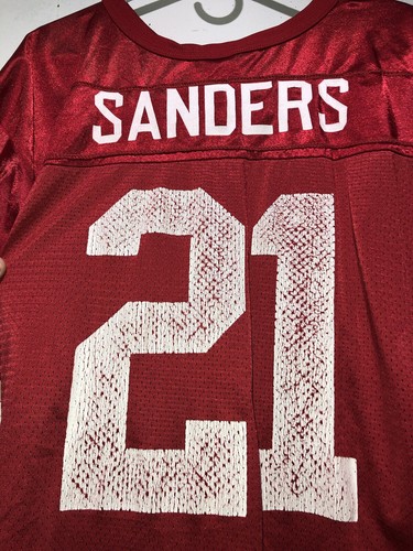 VINTAGE 90s WILSON Deion Sanders #21 SAN FRANCISCO 49ERS Jersey RED Mens Size XL - Picture 14 of 19
