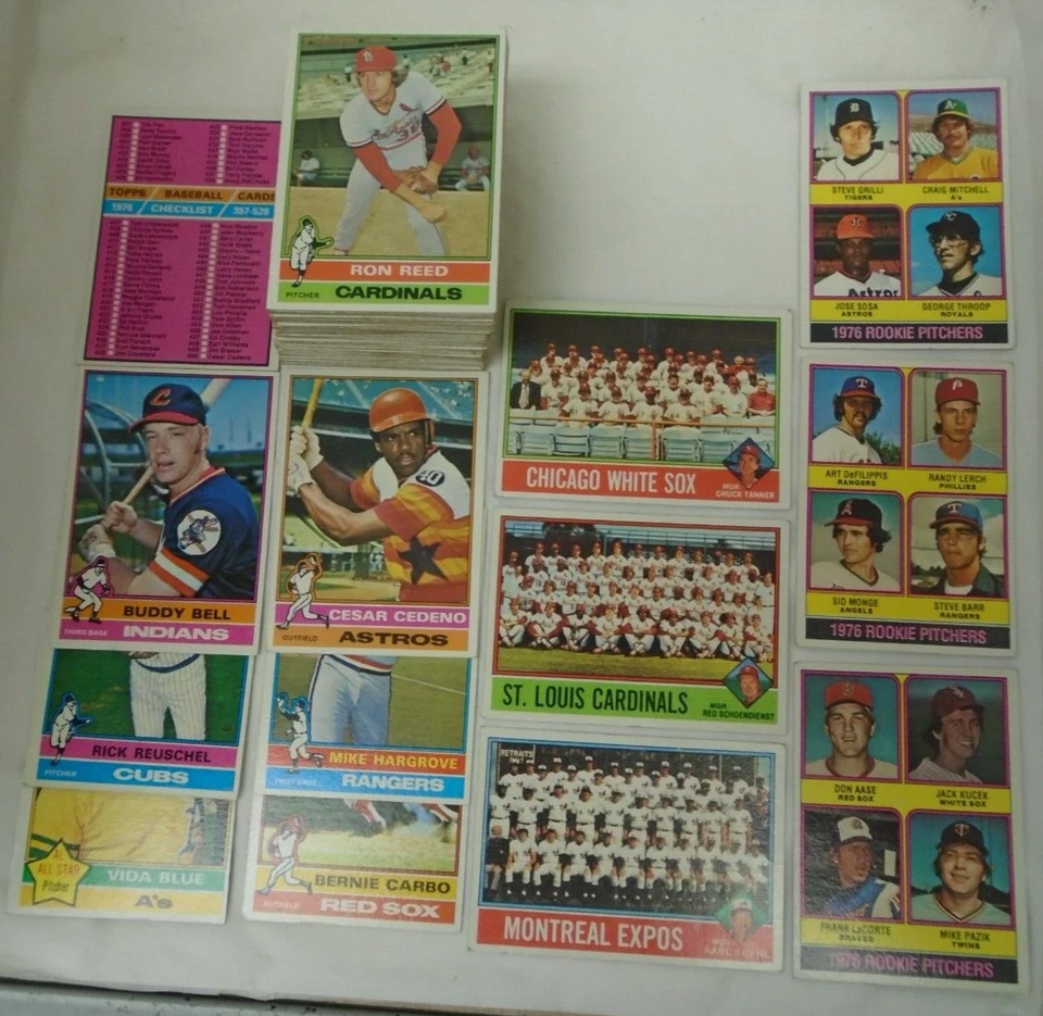 Juego parcial de béisbol 1976 Topps 101/660 Buddy Bell Mike Hargrove Vida azul *D* Foto 3 de 4