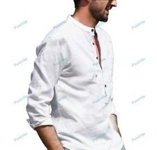 White Shirt Solid Kurta Men's Wear Cotton Kurta Long Sleeve Kurta