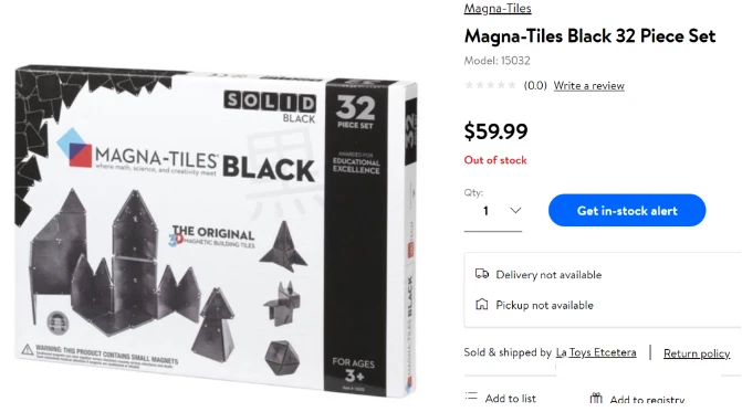 Rare Solid BLACK Magna-Tiles 32-Piece Black toy set (15032) - Image 3 of 4