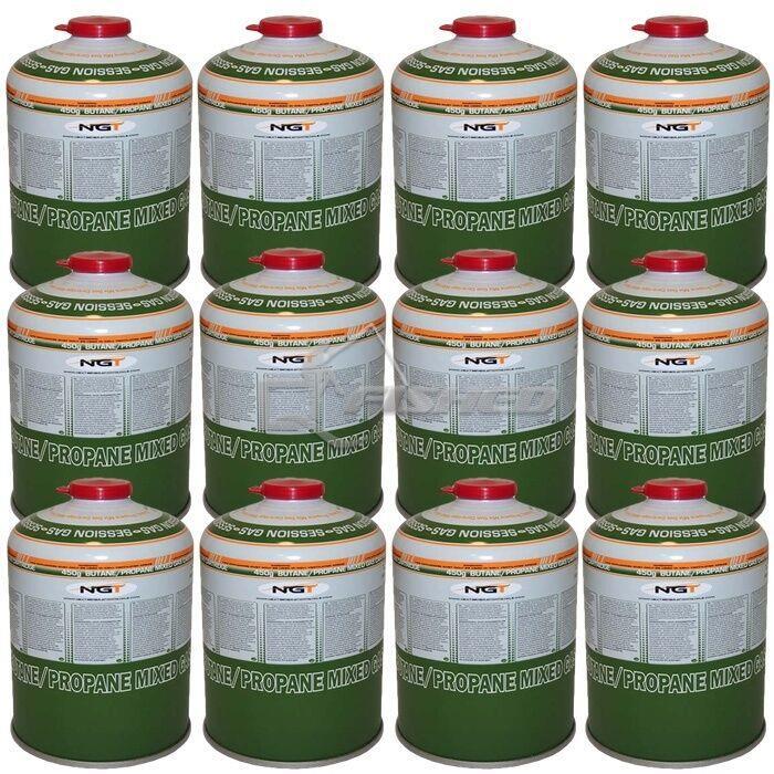 12 x 450g Canisters Butane Propane Gas Fishing Hiking Camping NGT