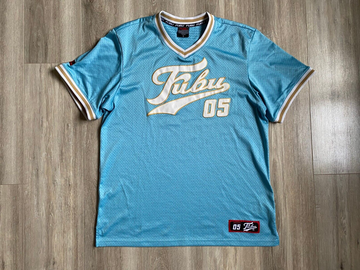 FUBU 05 JERSEY VARSITY MESH T-SHIRT BLUE SIZE L | eBay