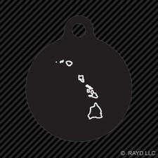 Hawaii Outline Keychain Round with Tab dog engraved many colors HI