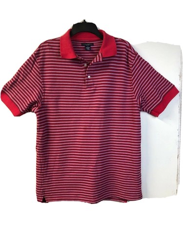 Ivy Crew Mens M Polo Shirt Red Striped Cotton Short Sleeve - Picture 2 of 10