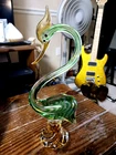VTG. MURANO Glass SWAN Sculpture 15” tall GOLD & SILVER MICA - Italy GORGEOUS!