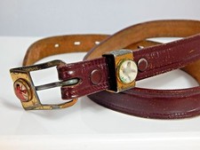 Vintage 1960s Brown Leather Cowboy Indians Pheasant Western Belt Rockabilly 26