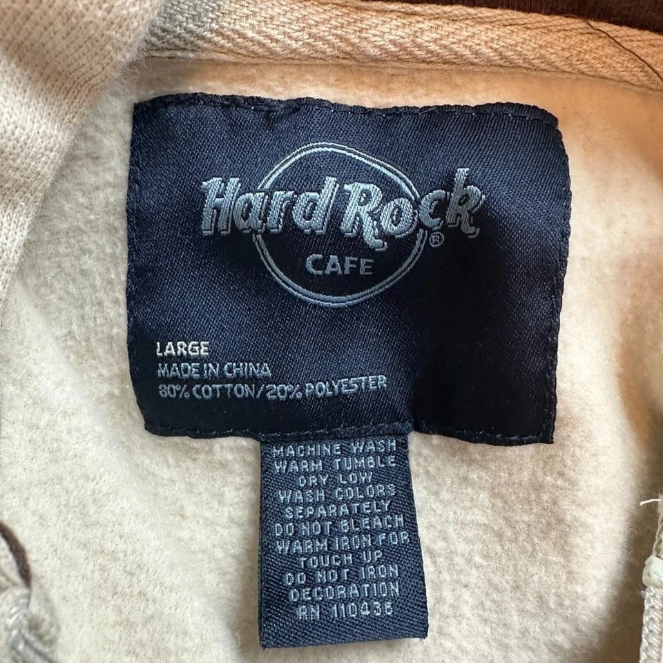 Hard Rock Cafe Women's Cream Colored Decorated Zip Hoodie Size Large - Image 3 of 3