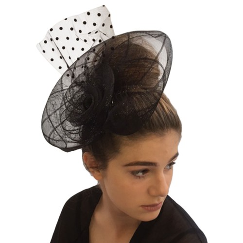 BLACK FASCINATOR HEADBAND WEDDING 