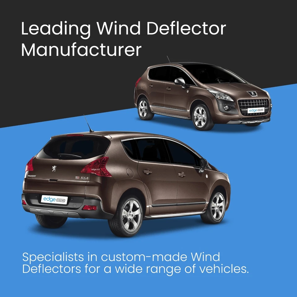 Ветровые дефлекторы для 5-дверного хэтчбека/внедорожника Peugeot 3008 MK1 2008-2016 4 шт тонированные - Изображение 2 из 4