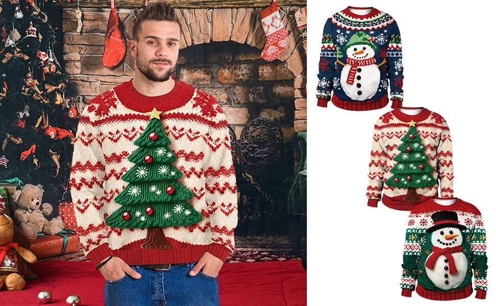 Ugly Christmas Sweater Imitation Sweater Design Sweatshirts Pullover Unisex