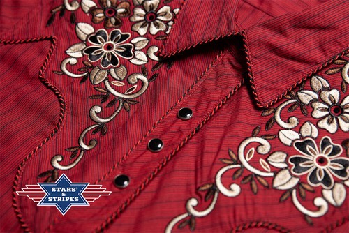 Catherine Fuchsia Red Western Shirt Stars And Stripes Women - Picture 5 of 5