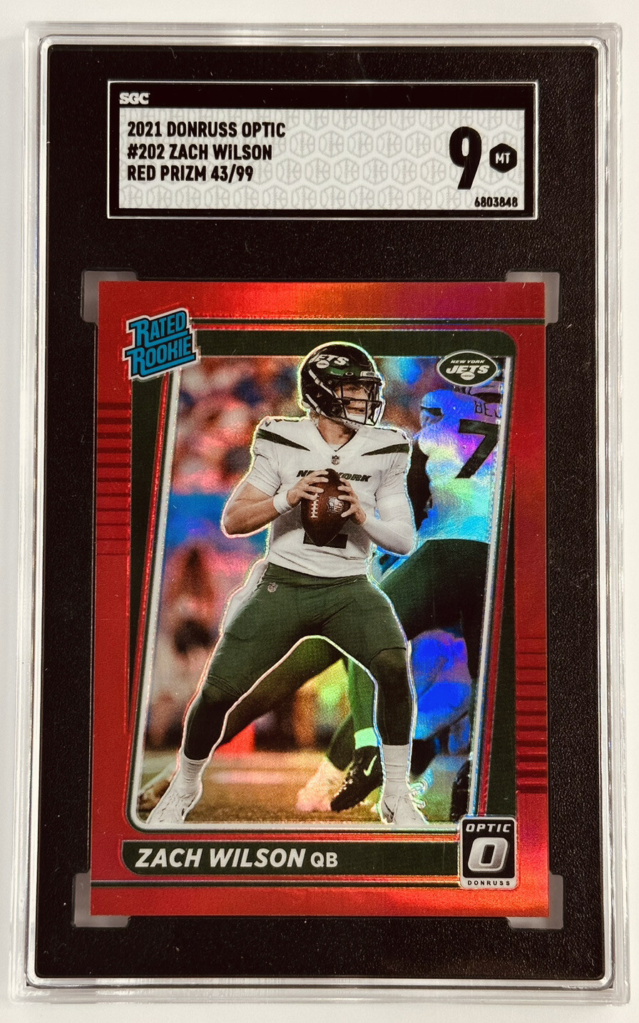 2021 Donruss Optic Zach Wilson Rated Rookie RC #202 Red Prizm Holo /99 SGC 9 MT