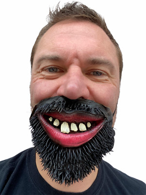 Lustige Gesichtsmaske falscher Bart große Zähne Pirat Kostüm Zubehör Mundbedeckung