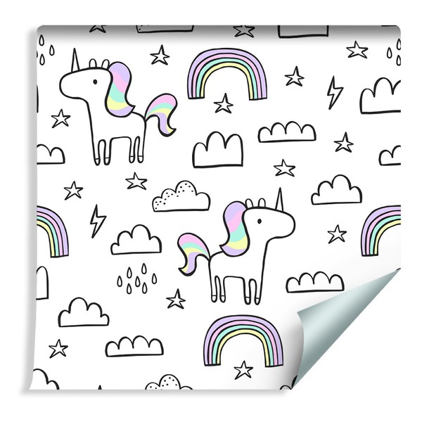 10M Vlies Tapete Kinderzimmer EinhöRner Regenbogen Sterne Natur Xxl 546-image