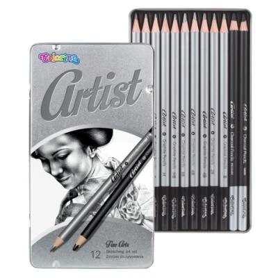 COLORINO ARTIST 12-set Holzkohle Bleistift Beruf Skizzieren Künstler Malerei + Kohle