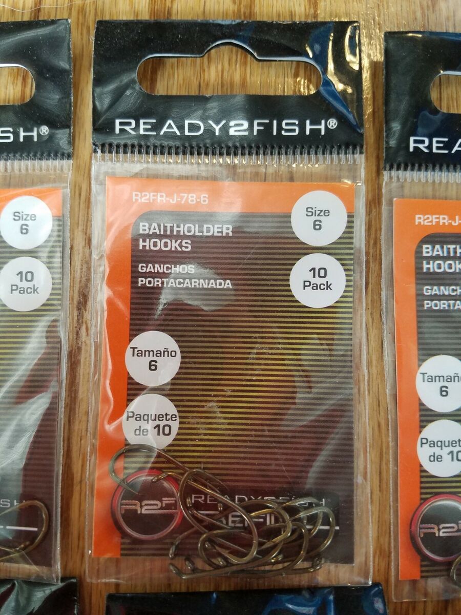 Ready2Fish Size 6 Hooks 6 Packs of 10: 60 total baitholder fish hooks -  NEW!