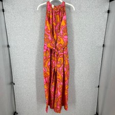 VTG 60s Psychedelic Wide Leg Jumpsuit Size 34 Union Made Bright Pink Paisley Mod