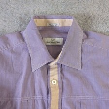 Bugatchi Uomo Check Shirt Purple Shaped Fit Button Down Men's Large