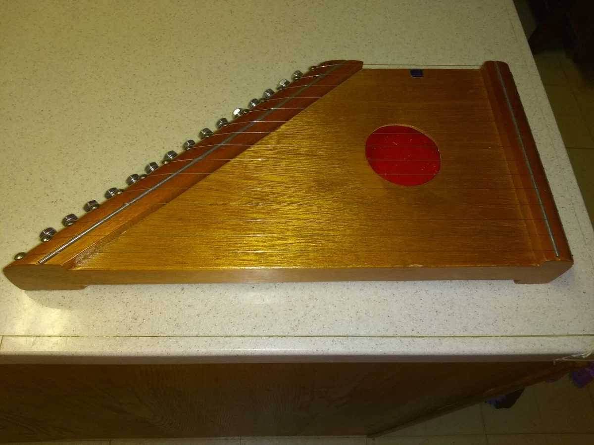 Vintage 16 Inch 15 String Psaltery Lap Harp Lyre Stringed Dulcimer with Music