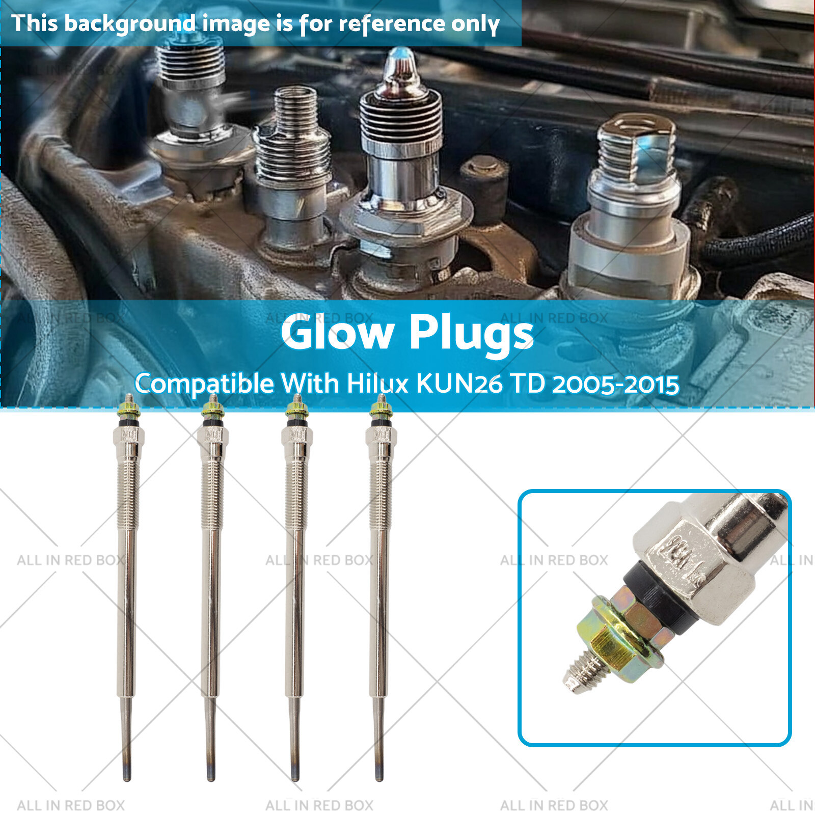 4Pcs Glow Plugs Suitable for Hilux KUN26 TD 1KD-FTV 3.0L 4cyl 2005-2015