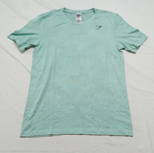 Gymshark Herren Sport nahtlos S/S T-Shirt CL5 Pastell/Weidengrün groß neu mit Etikett - Bild 1 von 4