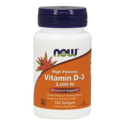 NOW Vitamin D3 2000 IU 120 Softgels - FRESH PHARMACY STOCK --