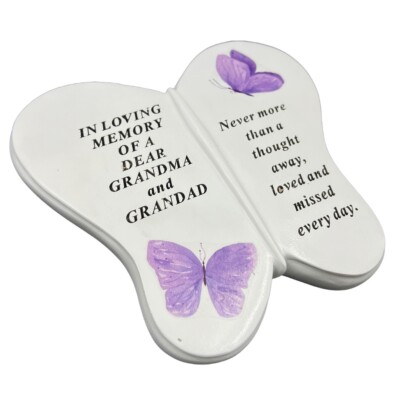 Liebe Oma und Opa Schmetterling Grab Grab Gedenkschmuck Plakette