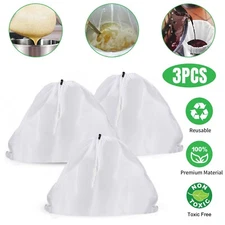 3x Extra Large Brew Bags Reusable Food Strainer for Grape Wine Beer Filter Cloth