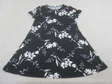 Old Navy Womens Dress Medium Knee Length Floral Black and White Short Sleeve