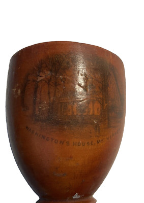 Antique Mauchline Ware Treen Mount Vernon Souvenir Goblet Washington s House