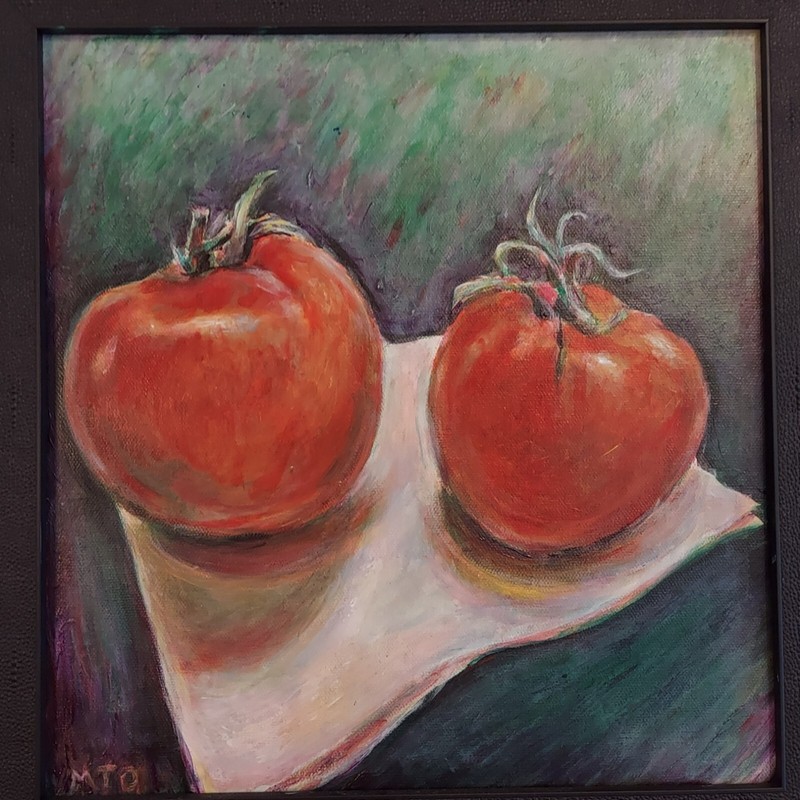 Two Tomatoes. Acrylic On Canvas.