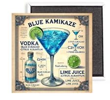 Blue Kamikaze Cocktail FRIDGE MAGNET sign advertisement