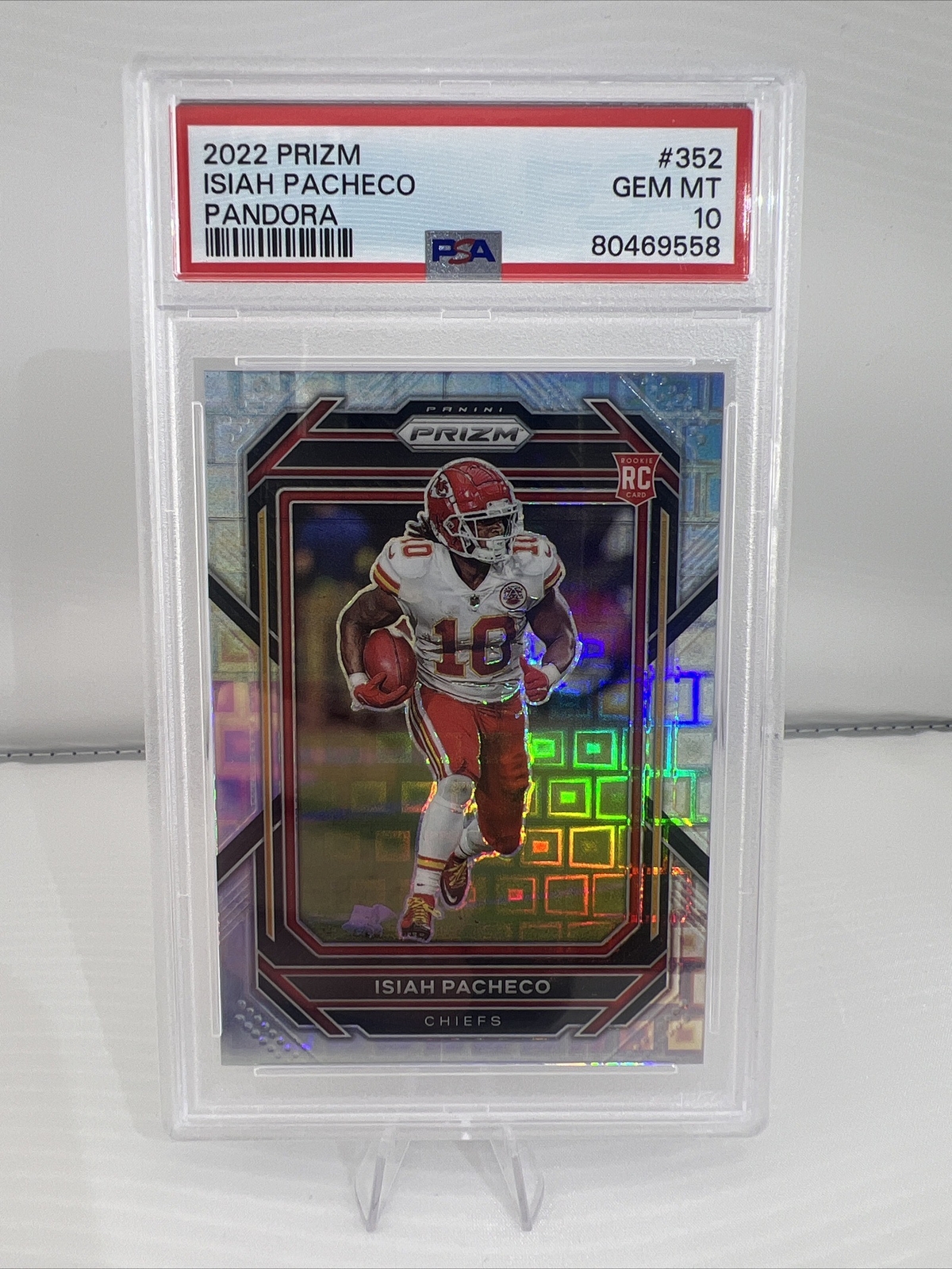 2022 Panini Pandora Prizm  Isiah Pacheco Chiefs RC Rookie 102/400 PSA 10