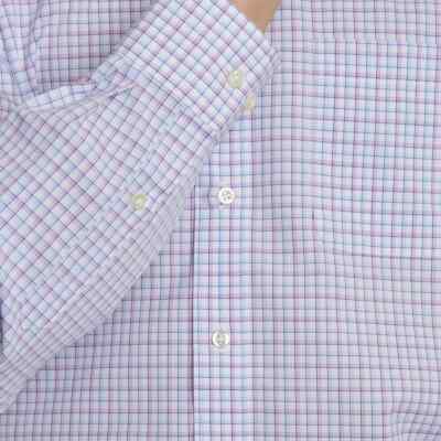 Kirkland Signature Men's Dress Shirt Traditional Fit - Blue/White Mini Check (15.5 X 32/33)