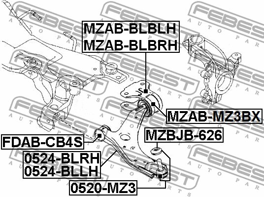 0524-BLRH FEBEST Track Control Arm for MAZDA