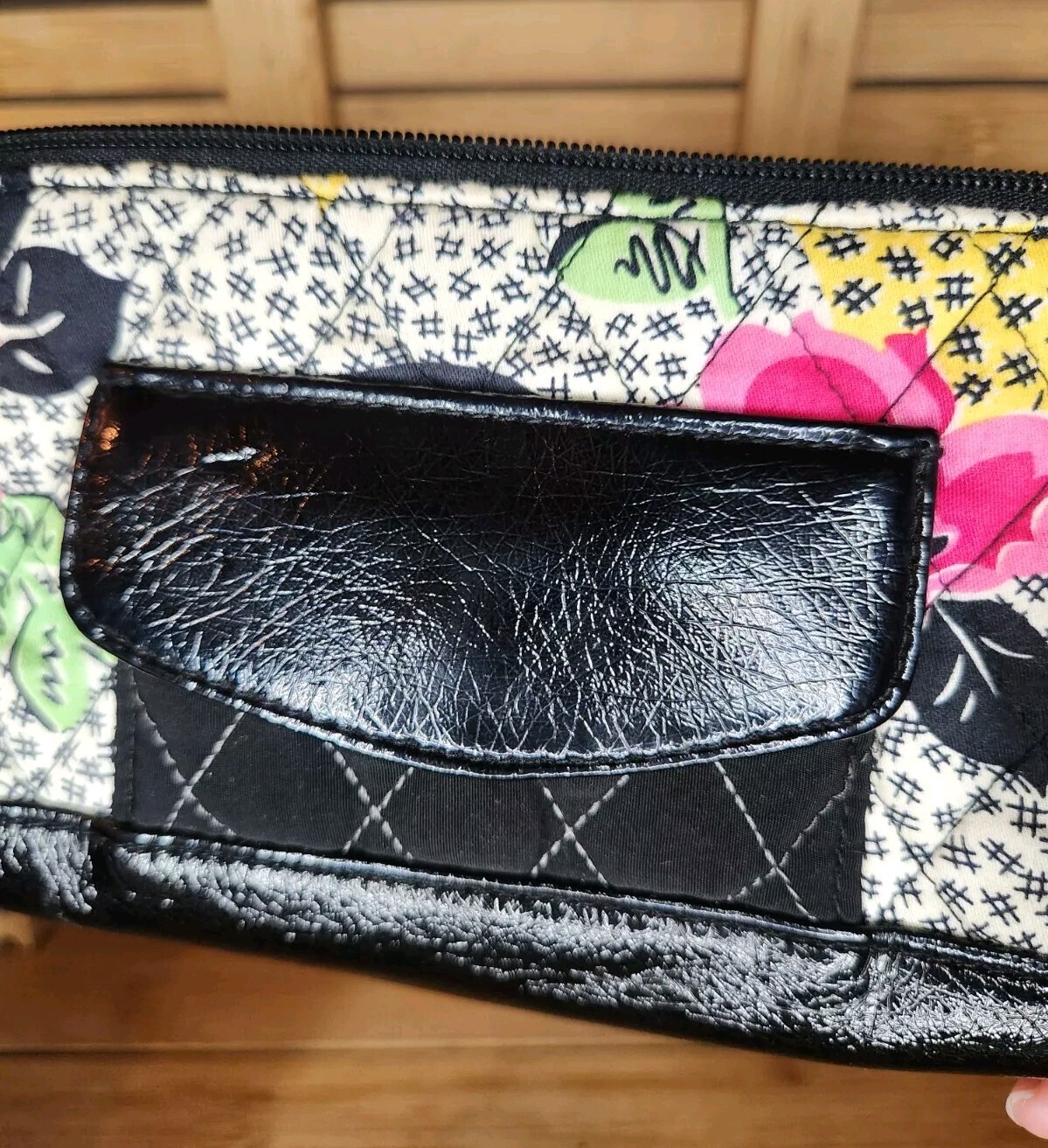 Vera Bradley "Patchwork Collection" Black Floral … - image 5