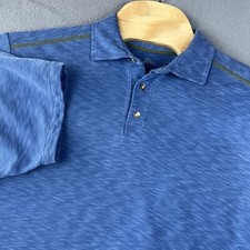 Tommy Bahama Polo Shirt Mens L Blue Heather Tencel Blend Golf Beach Stretch