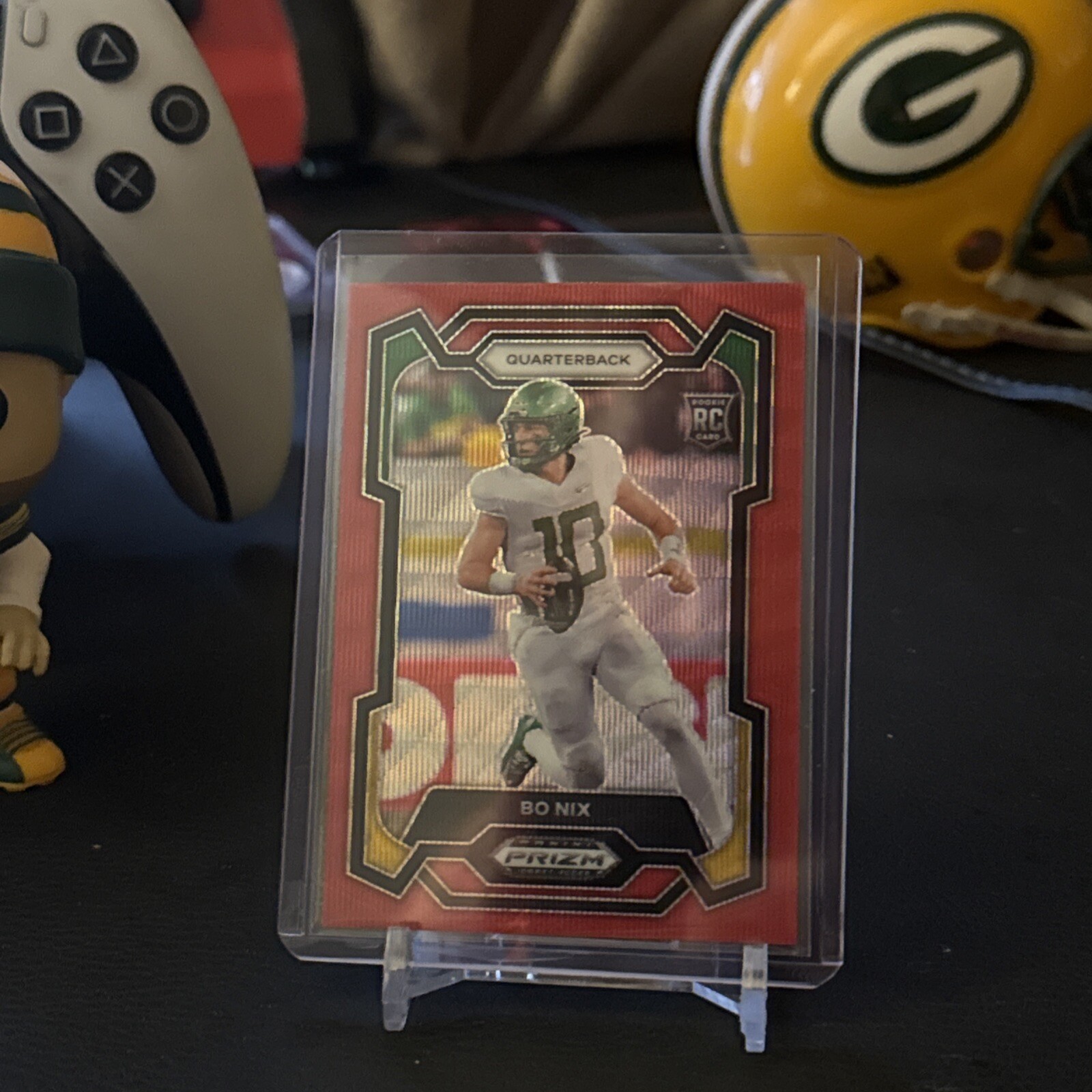 2024 Panini Prizm Draft Picks Red Wave Prizm Bo Nix 105 Rookie RC Denver Broncos