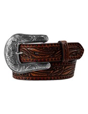 Angel Ranch Western Belt Girls Feather Beading Floral Tan D130005008